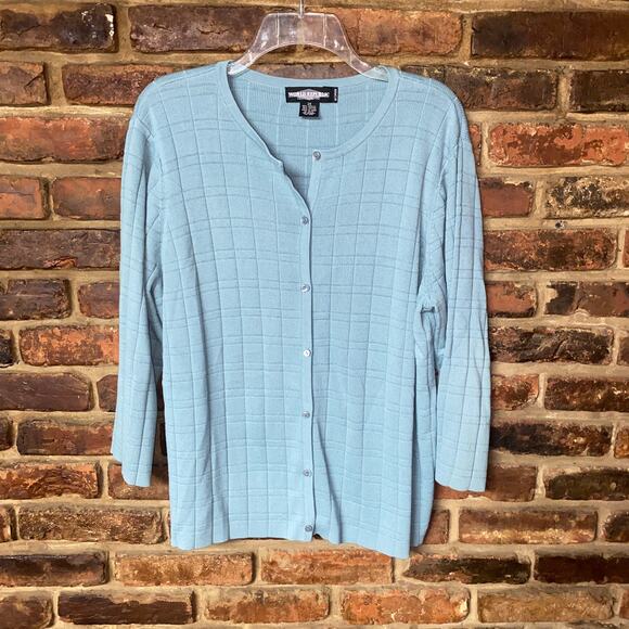 World Republic Clothing Co Bleu Knit Button Down Cardigan Sweater Womens Size 2X - Picture 1 of 5